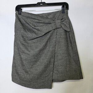 Club Monaco Black and White Houndstooth Faux Wrap High Waist Skirt
